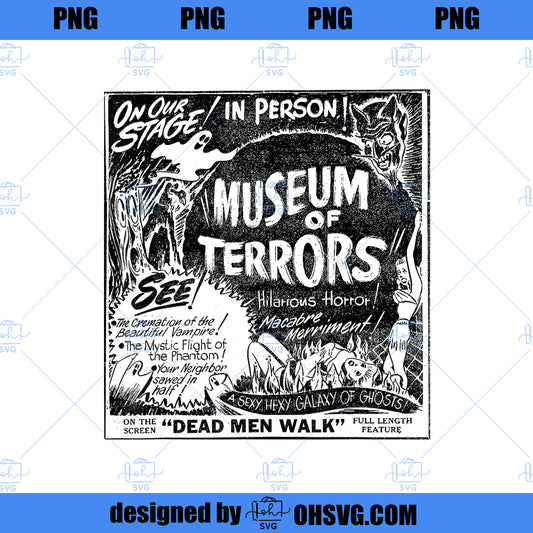 Vintage Halloween Slasher Horror Movie Museum of Terrors PNG, Movies PNG, Halloween Slasher PNG