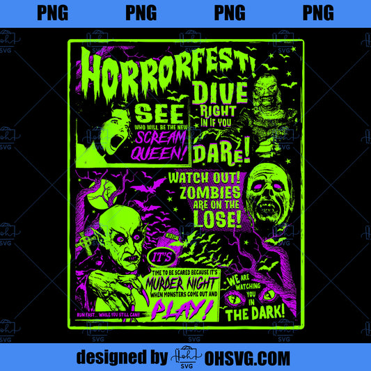 Vintage Horrorfest Halloween Movie Poster Old Time Horror 2 PNG, Movies PNG, Horrorfest PNG