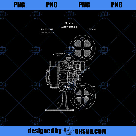 Vintage Movie Projector Blueprin Film Cinema Video PNG, Movies PNG, Film Cinema PNG
