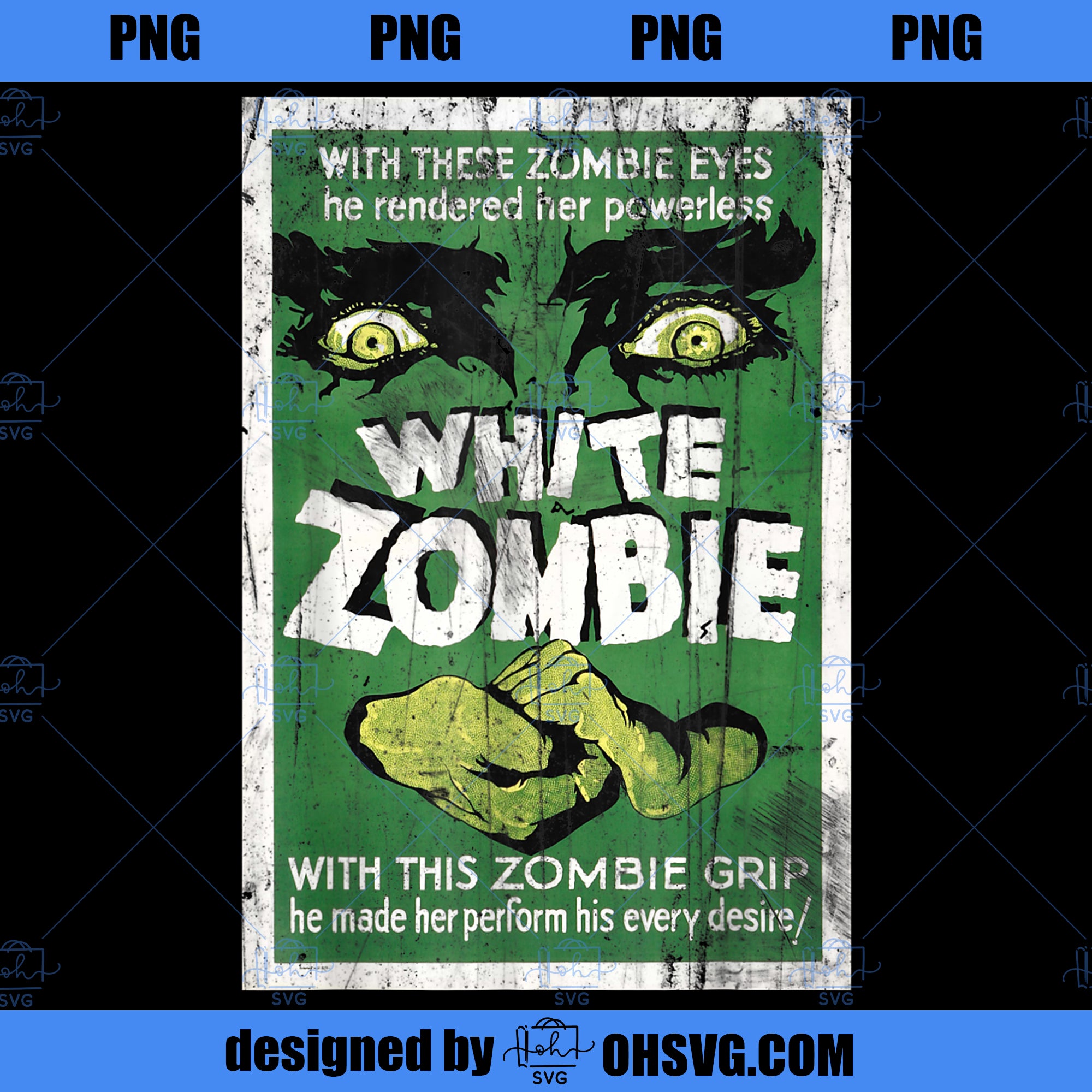 Vintage White Zombie Movie Poster  PNG, Movies PNG, Zombie Movie PNG