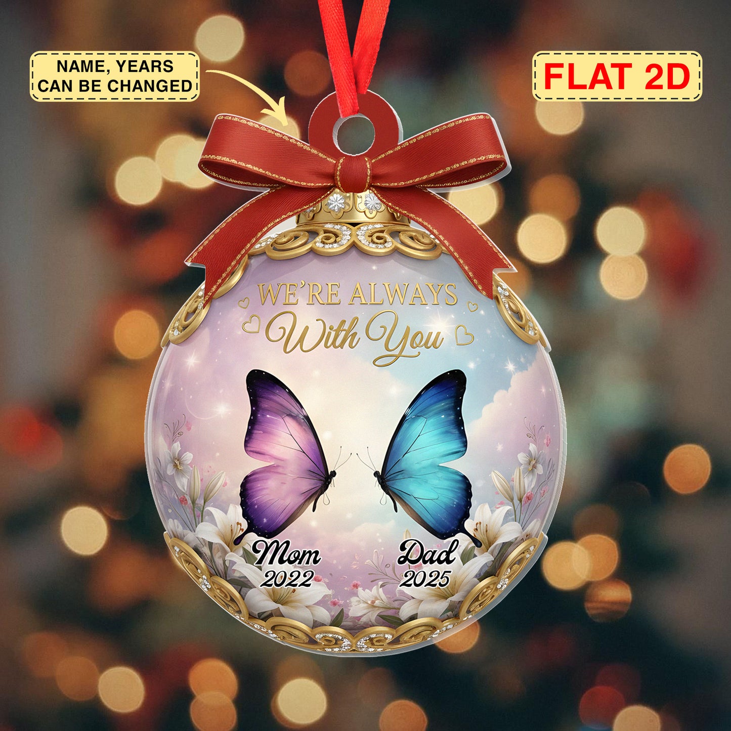 Custom Cardinal Acrylic Ornament - Personalized Christmas Memorial Sympathy Gifts For Loss Of Mom, Dad - Love Lives Beyond Goodbye