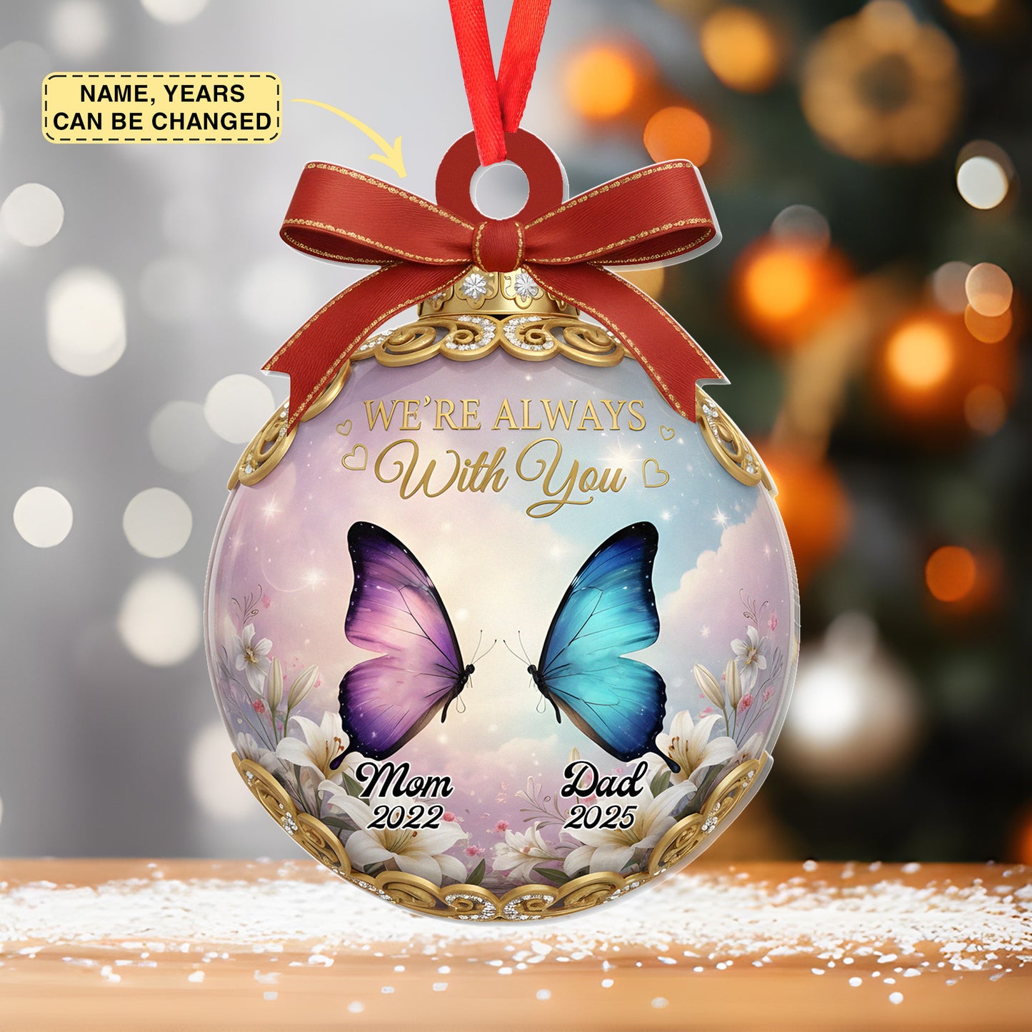 Custom Cardinal Acrylic Ornament - Personalized Christmas Memorial Sympathy Gifts For Loss Of Mom, Dad - Love Lives Beyond Goodbye