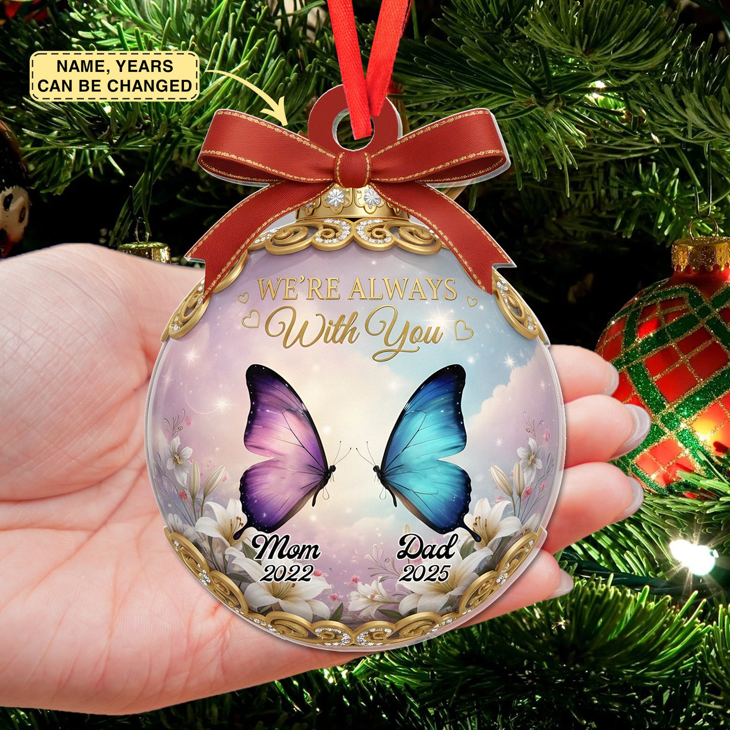 Custom Cardinal Acrylic Ornament - Personalized Christmas Memorial Sympathy Gifts For Loss Of Mom, Dad - Love Lives Beyond Goodbye