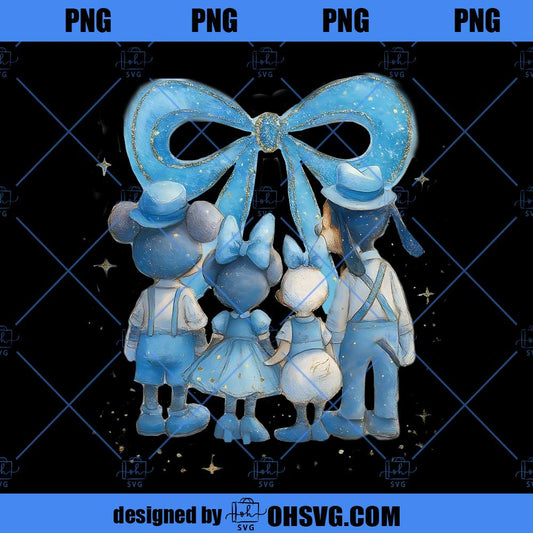Watercolor Coquette Bow Mouse and Friends Png, Magic Kingdom Png, Family Vacation Png, Vintage Coquette Style Girly Png, Girls Trip 2025 Png