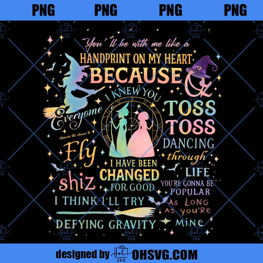 Wicked Movie 2Sided PNG, Defy Gravity Broomstick Magic Wand PNG, Witch Pink and Green Shirt Design