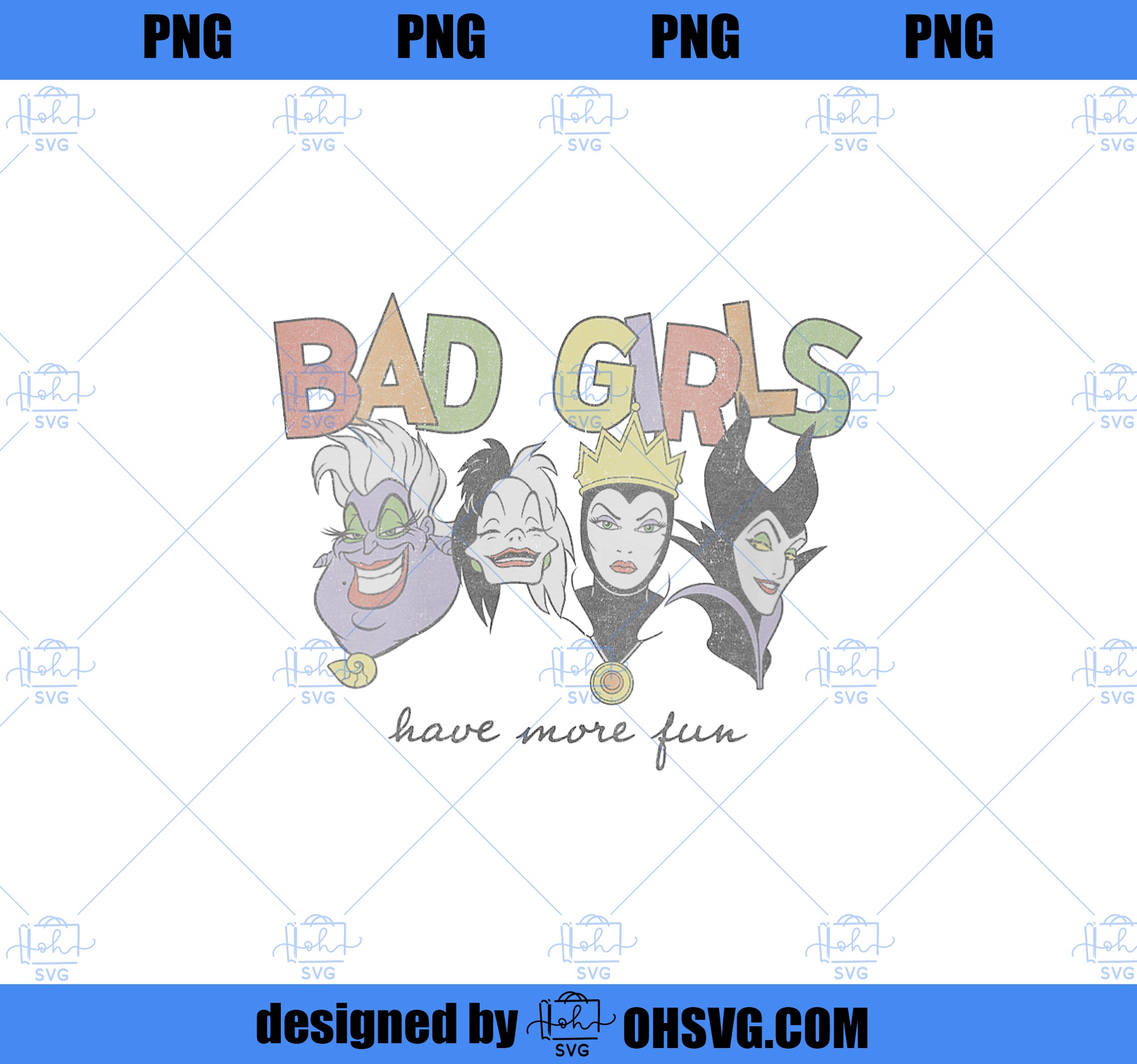 Womens Disney Princess Villains Bad Girls Have More Fun V-Neck PNG, Disney PNG, Princess PNG