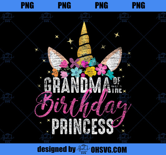 Womens Grandma Of The Birthday Princess Gifts Unicorn Birthday PNG, Magic Unicorn PNG, Unicorn PNG