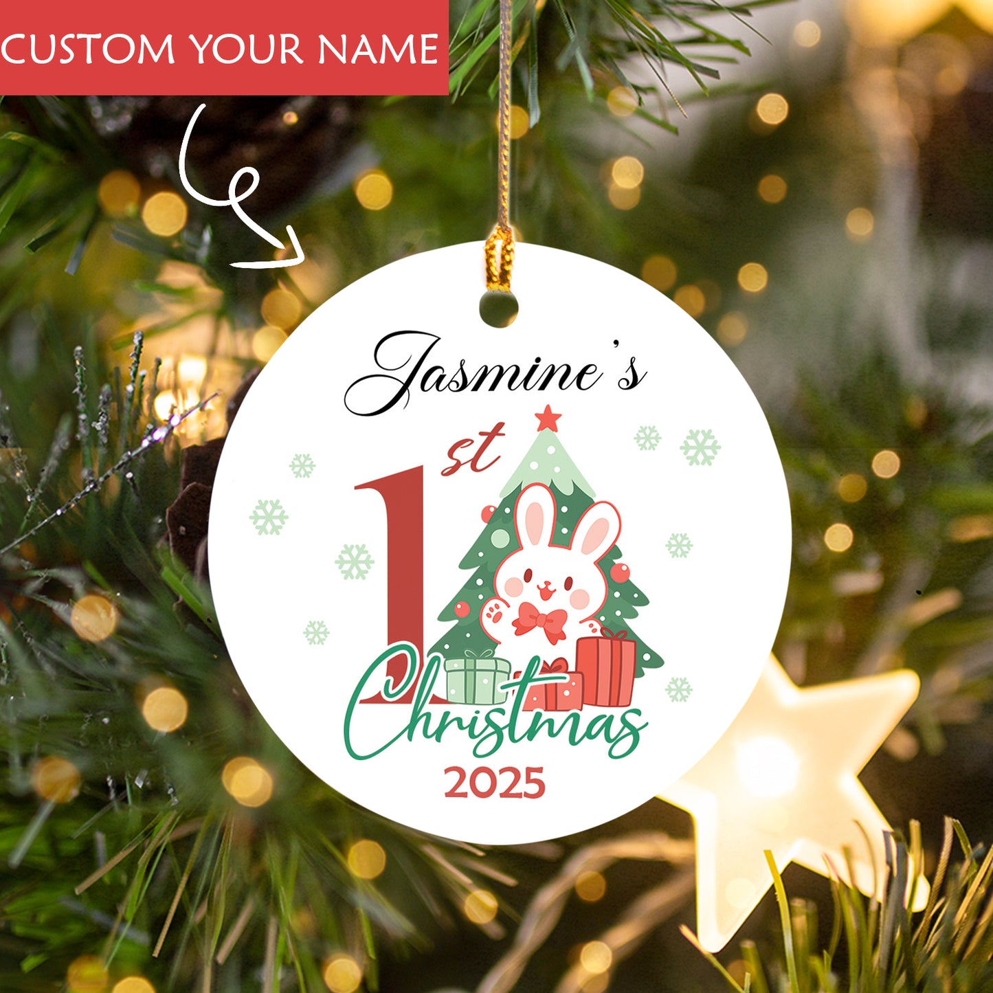 Baby's First Christmas Ornament, Baby 1st Christmas Decoration, Christmas Baubles, Custom Newborn Gifts, Xmas Gifts for Kids, Baby Keepsake