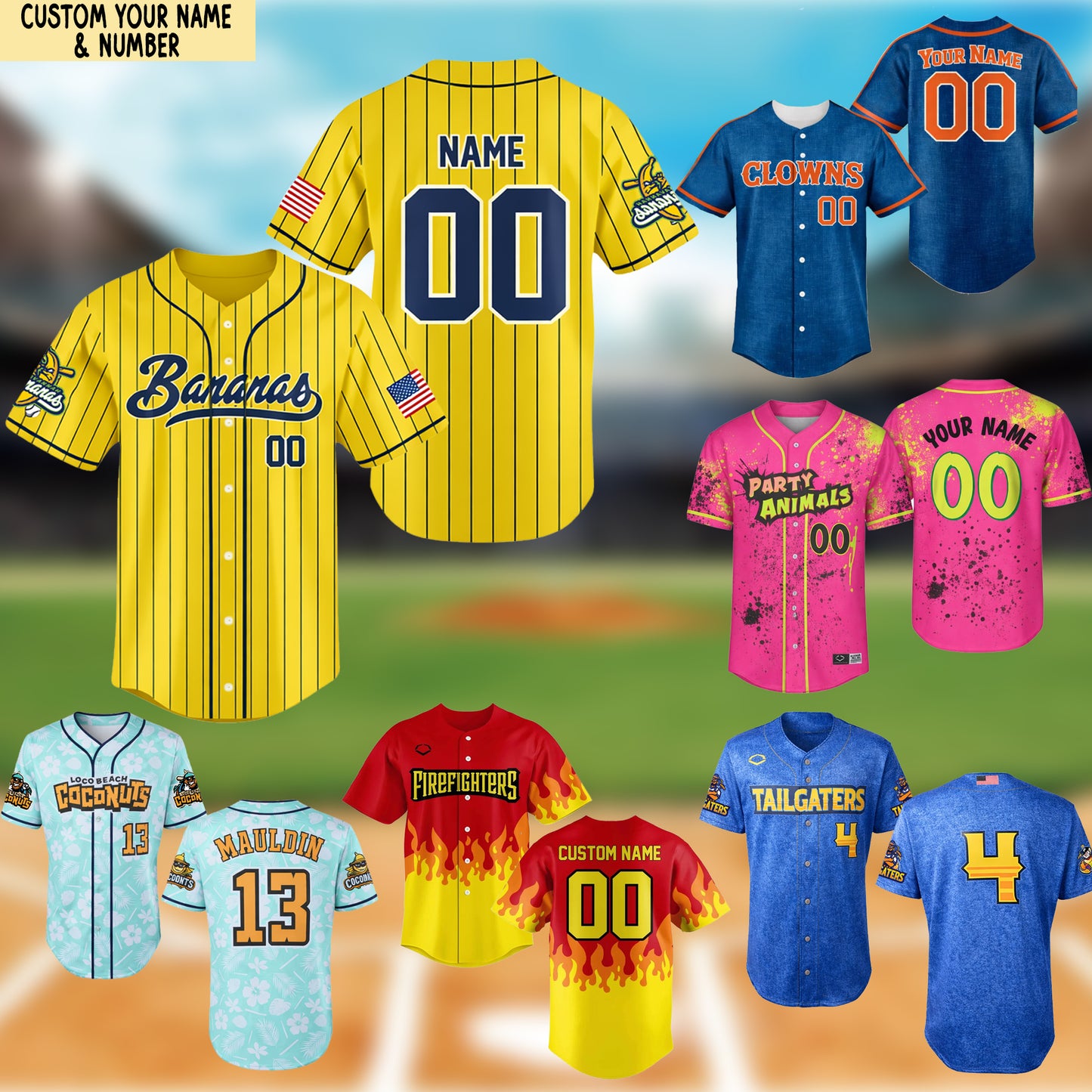 Custom Bananas Ball Jersey: Personalized Retro Game Day Youth/Adult/Kid Shirt