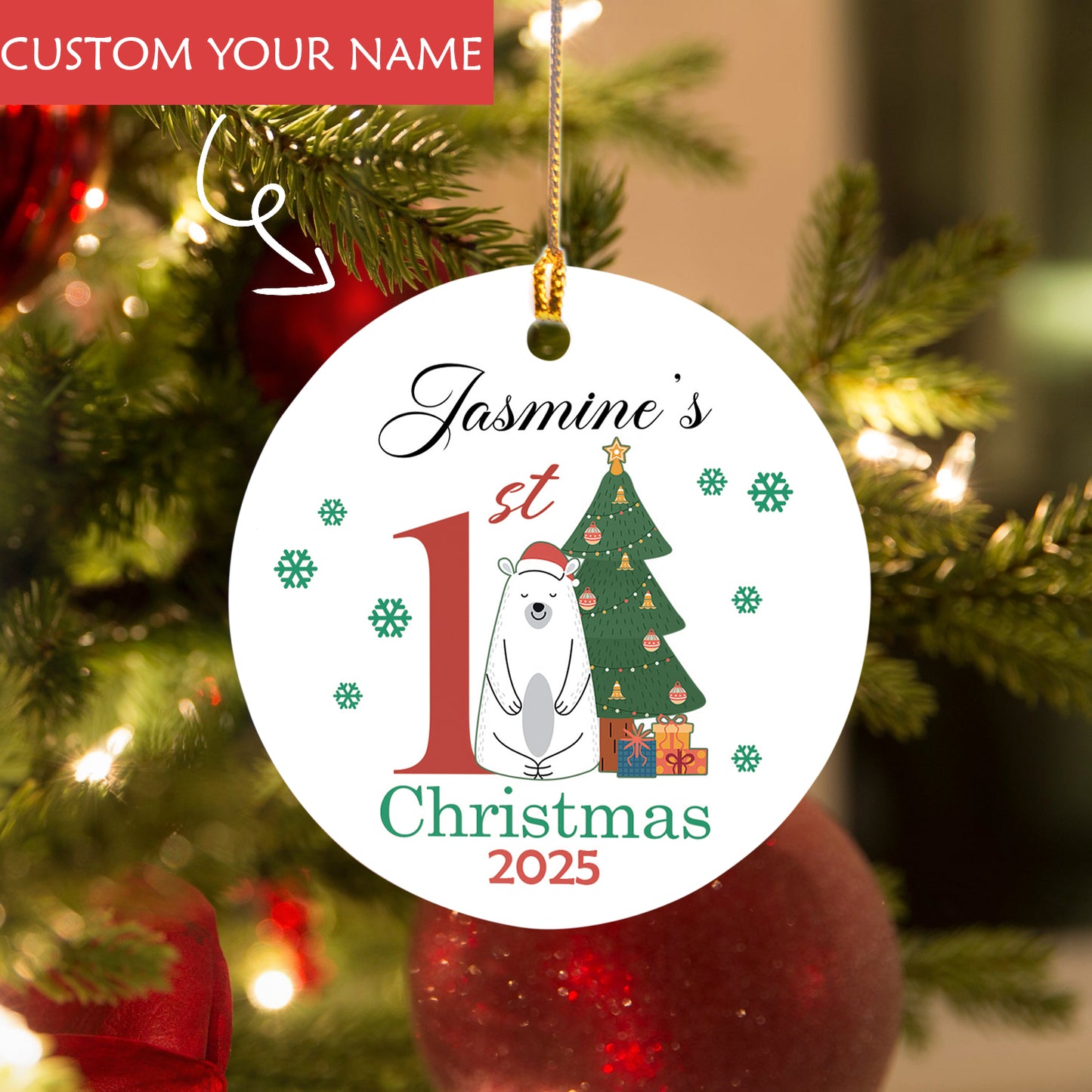 Baby's First Christmas Ornament, Baby 1st Christmas Decoration, Christmas Baubles, Custom Newborn Gifts, Xmas Gifts for Kids, Baby Keepsake