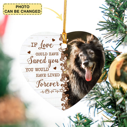 Custom Photo Death Ends A Life, Not A Relationship - Memorial Personalized Custom Ornament - Ceramic Heart Shaped - Christmas Gift, Sympathy Gift For Pet Owners, Pet Lovers