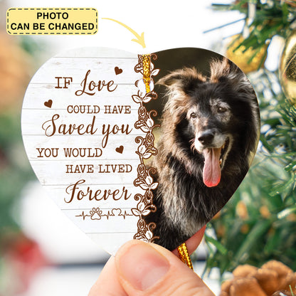 Custom Photo Death Ends A Life, Not A Relationship - Memorial Personalized Custom Ornament - Ceramic Heart Shaped - Christmas Gift, Sympathy Gift For Pet Owners, Pet Lovers