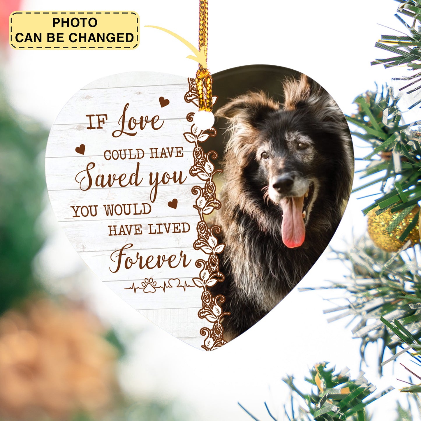 Custom Photo Death Ends A Life, Not A Relationship - Memorial Personalized Custom Ornament - Ceramic Heart Shaped - Christmas Gift, Sympathy Gift For Pet Owners, Pet Lovers