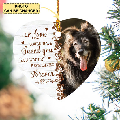 Custom Photo Death Ends A Life, Not A Relationship - Memorial Personalized Custom Ornament - Ceramic Heart Shaped - Christmas Gift, Sympathy Gift For Pet Owners, Pet Lovers