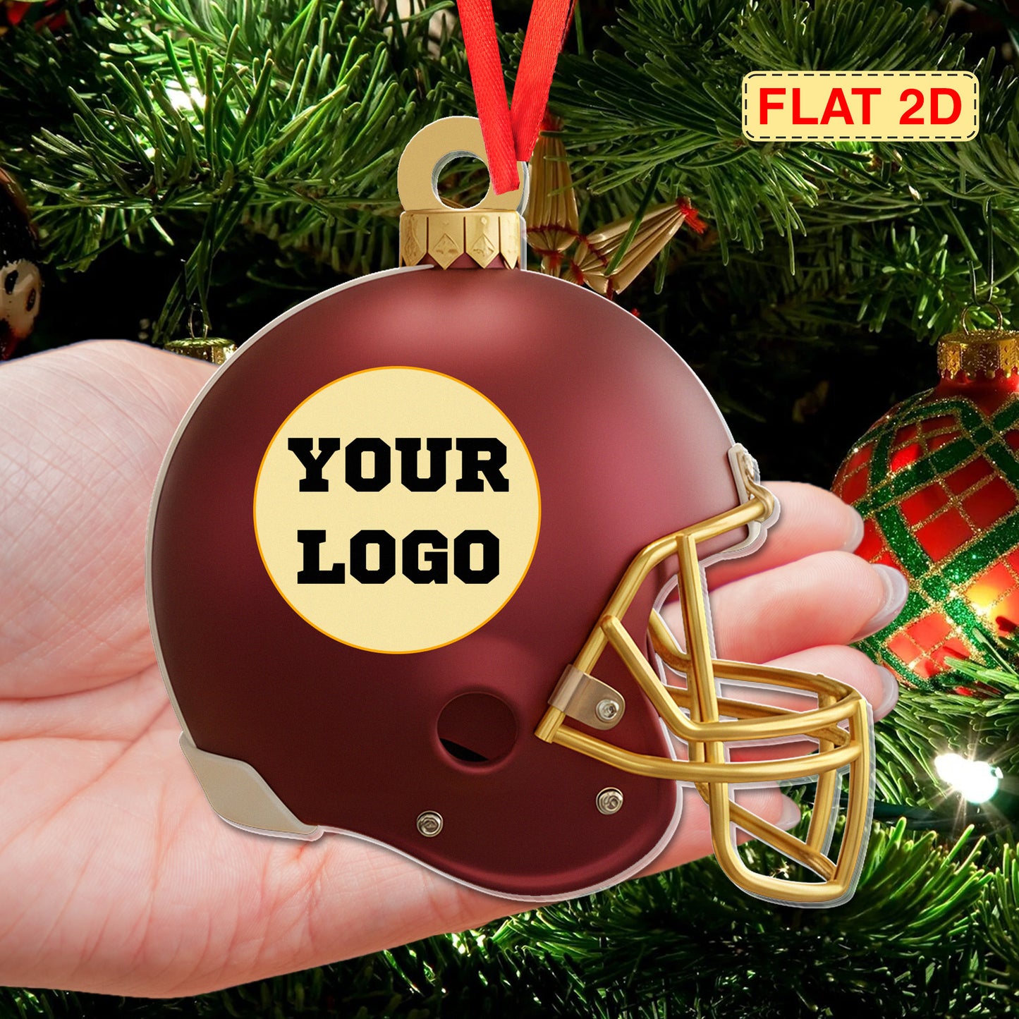 Personalize official football team helmet logo ornament, custom football team helmet logo ornament