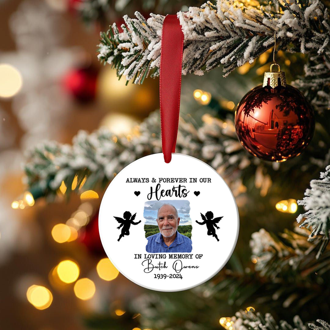 Custom Photo Memorial Ornament, Dad Remembrance Ceramic Ornament, Memorial Day Acrylic Ornament, Dad Loss Ornament, Funeral Ornaments