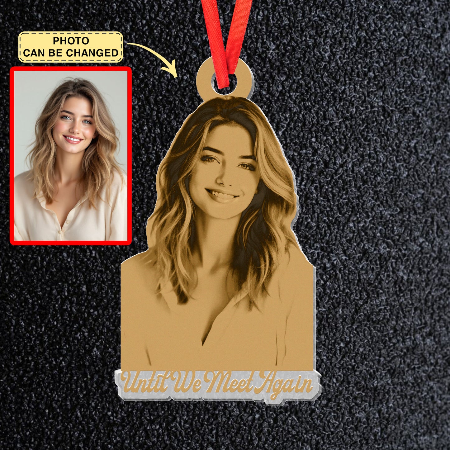 Custom Memorial Cross Wavy Acrylic Suncatcher Ornament, Angel Heaven Ornament, Christmas Keepsake, Christmas Gift