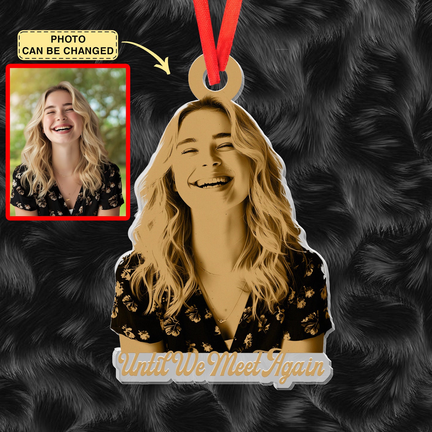 Custom Memorial Cross Wavy Acrylic Suncatcher Ornament, Angel Heaven Ornament, Christmas Keepsake, Christmas Gift