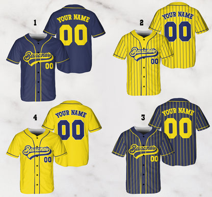 Custom Savannah Bananas Baseball Jersey: Retro Game Day Shirt - Personalized Youth/Adult