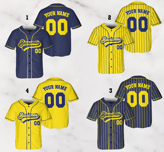 Custom Savannah Bananas Baseball Jersey: Retro Game Day Shirt - Personalized Youth/Adult