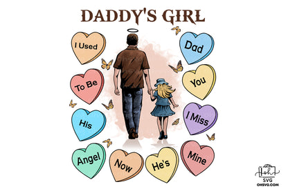 Daddy's Girl I Used To Be His Angel Now He's Mine PNG, Angel Wings PNG, Memorial PNG, Heaven PNG