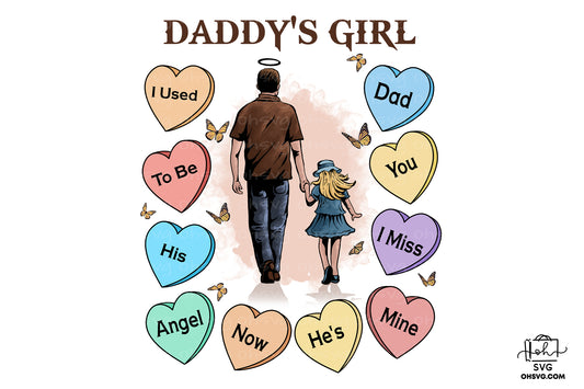 Daddy's Girl I Used To Be His Angel Now He's Mine PNG, Angel Wings PNG, Memorial PNG, Heaven PNG