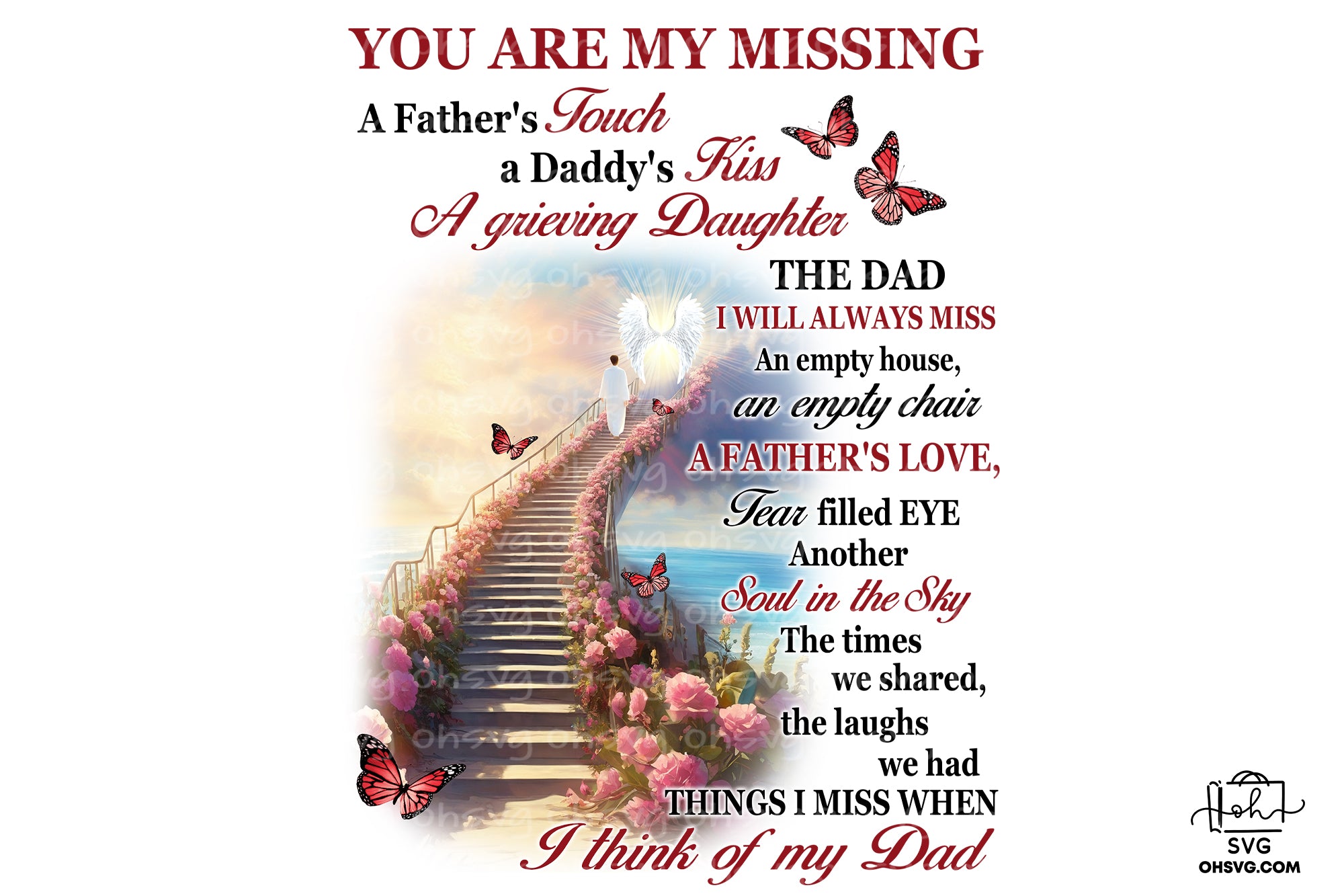 You Are My Missing A Father's Touch PNG, Memorial PNG, Heaven PNG