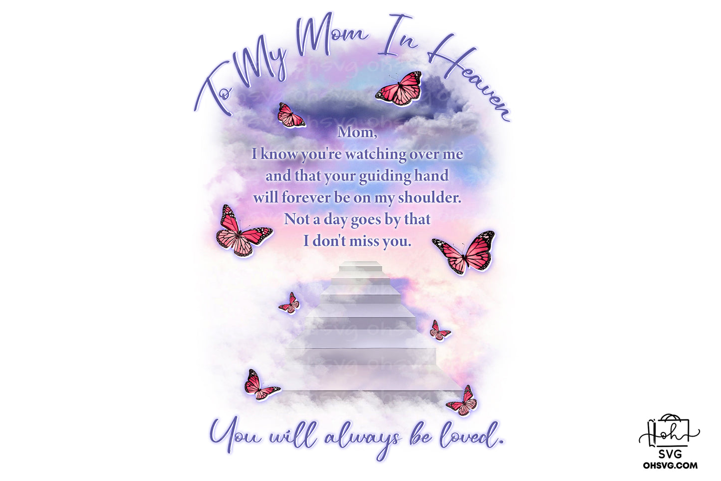 To My Mom In Heaven PNG, Angel Wings PNG, Memorial PNG, Heaven PNG