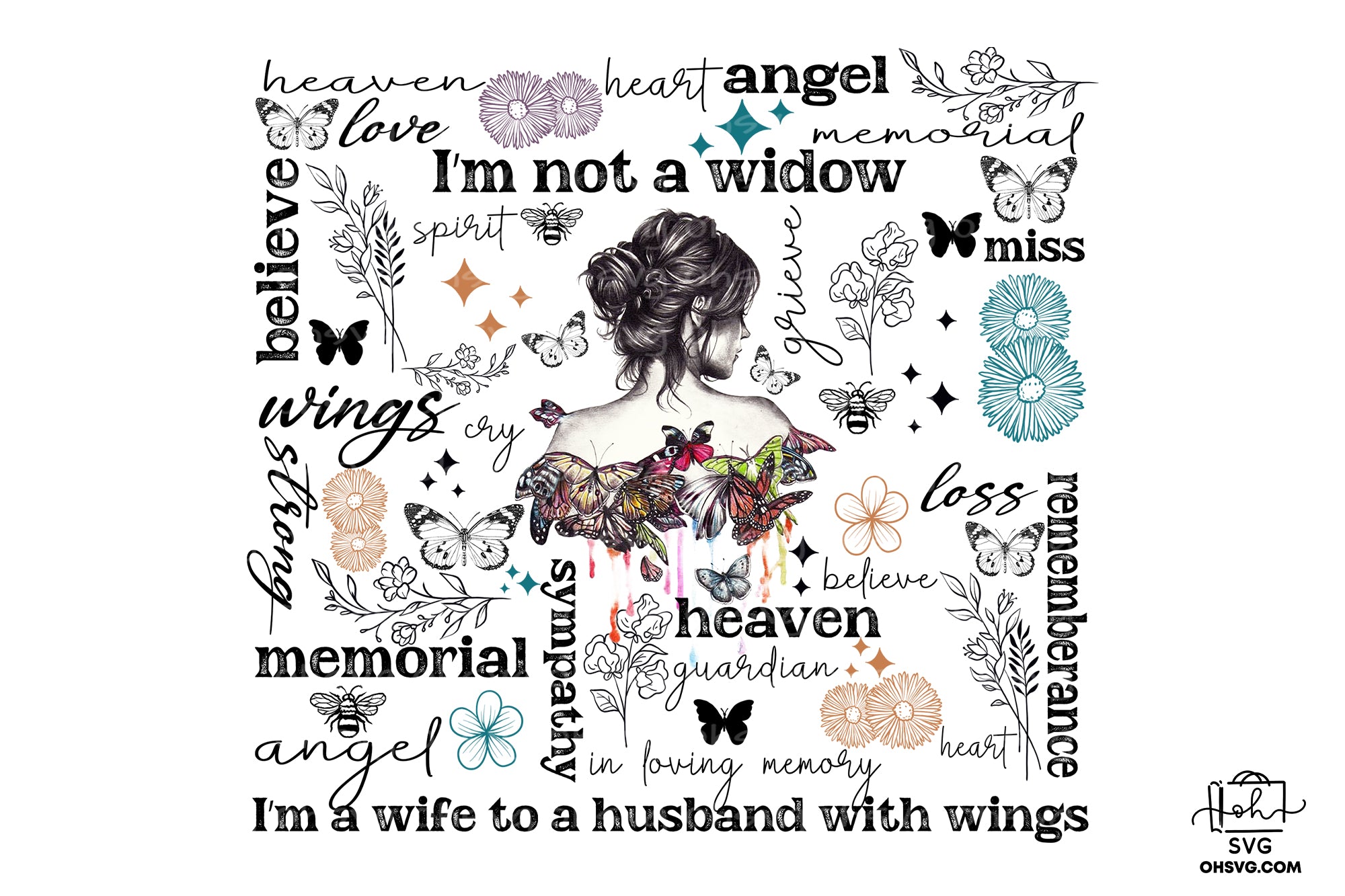 I'm Not A Widow I'm A Wife To A Husband With Wings PNG, Angel Wings PNG, Memorial PNG, Heaven PNG