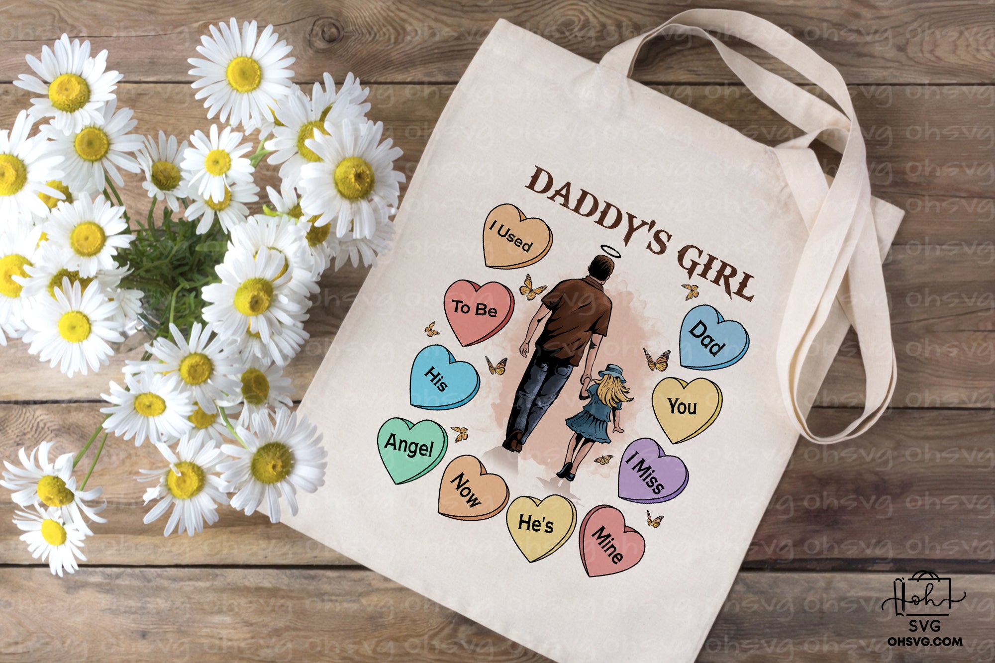 Daddy's Girl I Used To Be His Angel Now He's Mine PNG, Angel Wings PNG, Memorial PNG, Heaven PNG