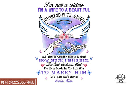 I'm A Wife To A Beautiful Husband With Wings PNG, Angel Wings PNG, Memorial PNG, Heaven PNG