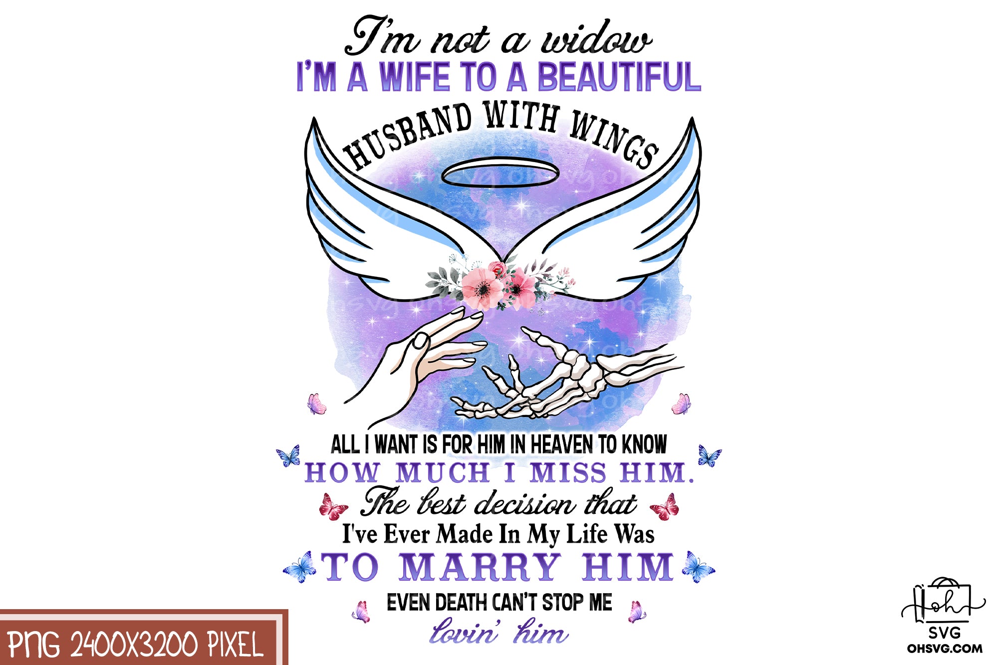 I'm A Wife To A Beautiful Husband With Wings PNG, Angel Wings PNG, Memorial PNG, Heaven PNG