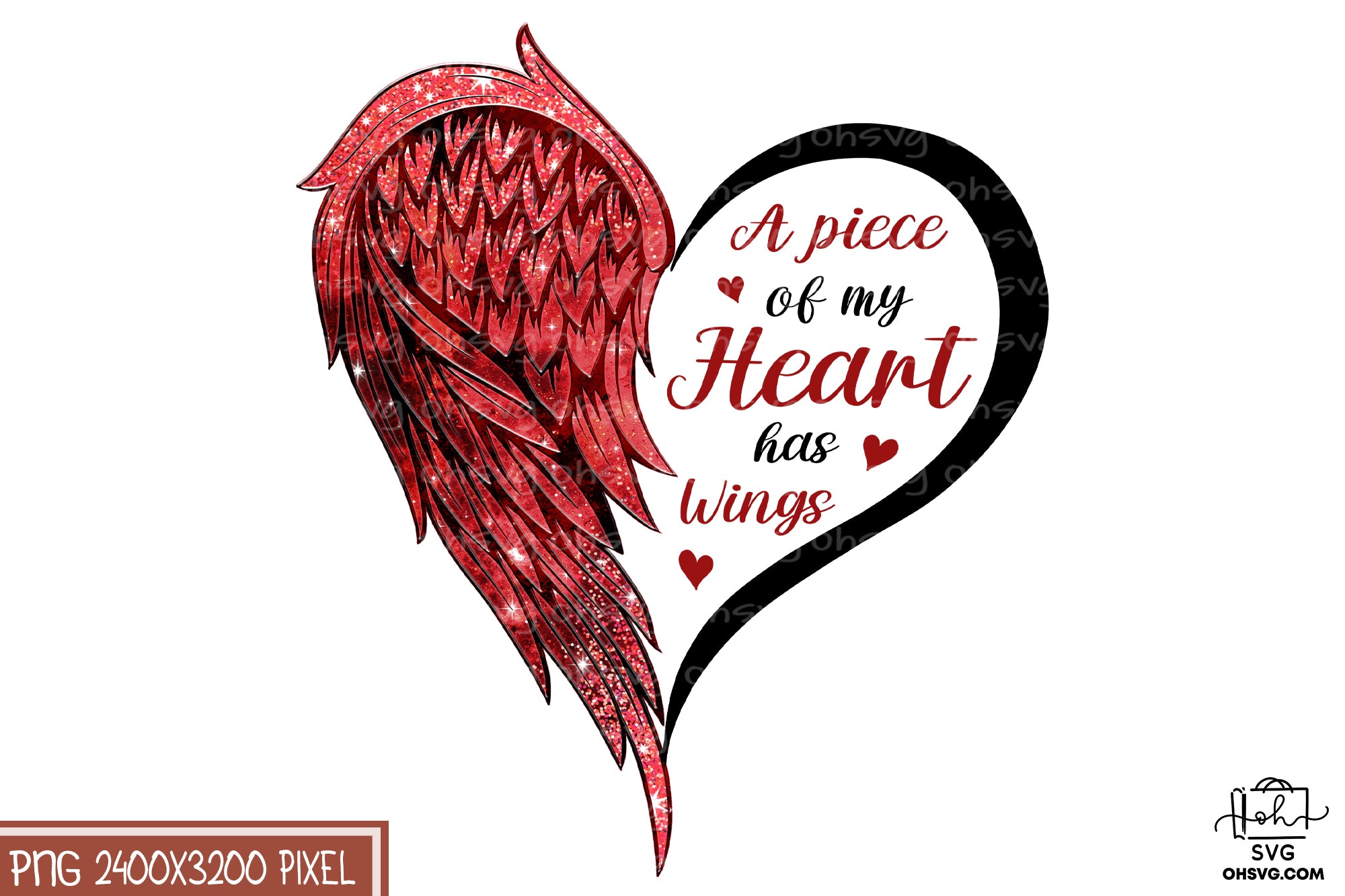A Piece Of My Heart Has Wings PNG, Angel Wings PNG, Memorial PNG, Heaven PNG
