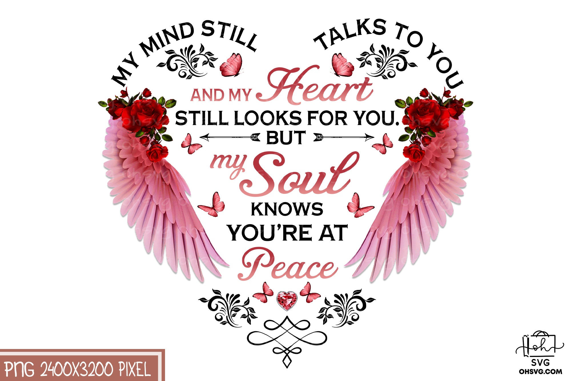 My Mind Still Talks To You PNG, Angel Wings PNG, Memorial PNG, Heaven PNG