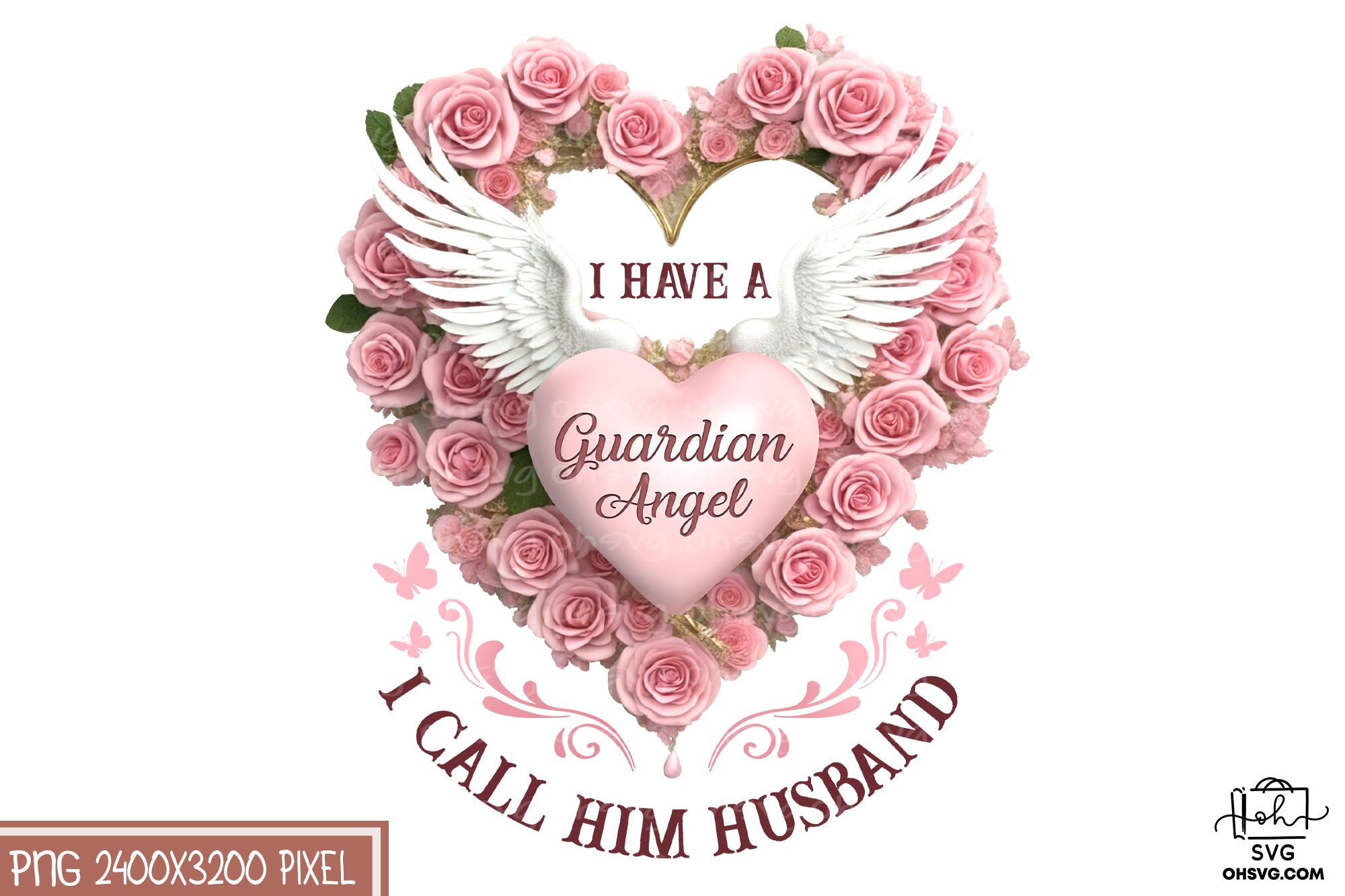 Guardian Angel I Call Him Husband PNG, Angel Wings PNG, Memorial PNG, Heaven PNG