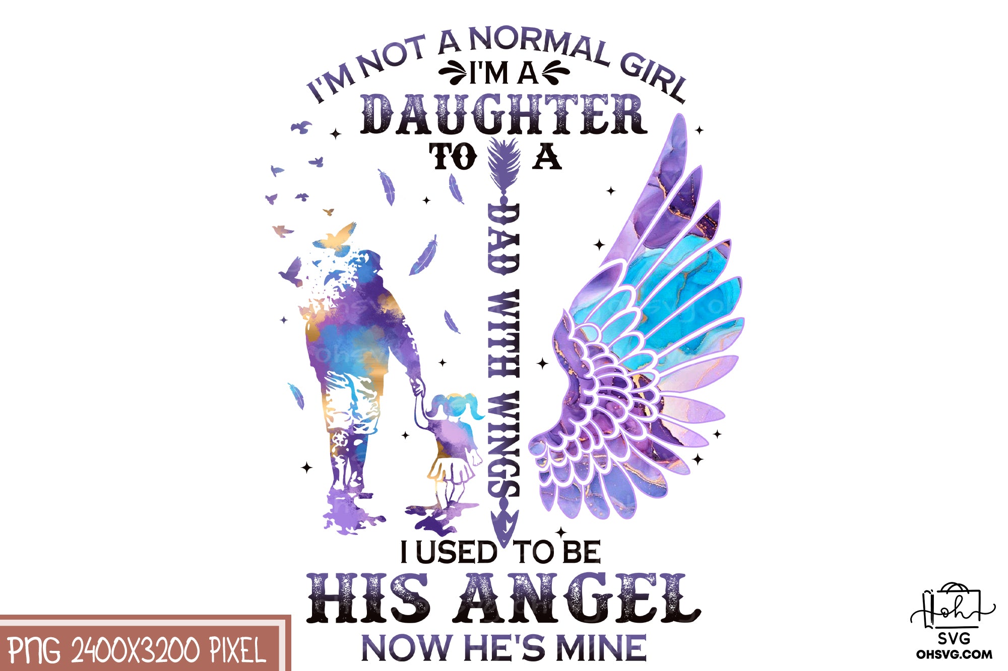 I'm A Daughter To A Dad With Wings PNG, Angel Wings PNG, Memorial PNG, Heaven PNG