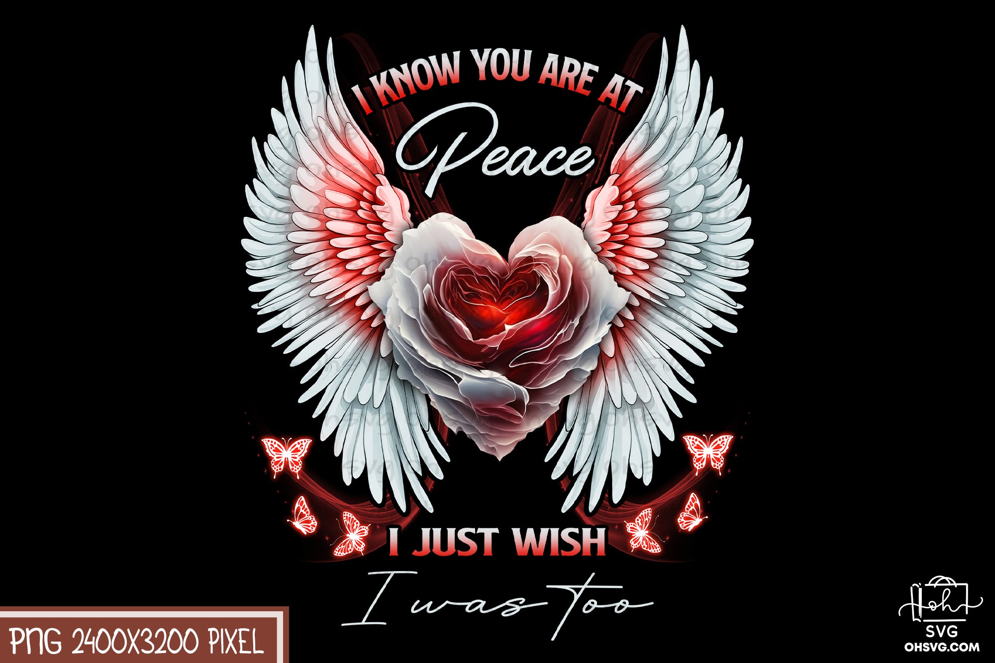 I Know You Are At Peace PNG, Angel Wings PNG, Memorial PNG, Heaven PNG