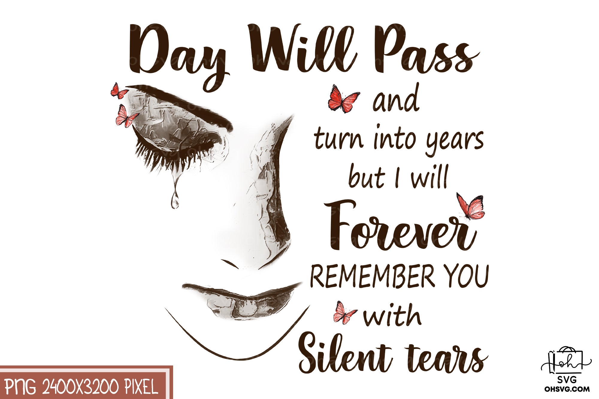 Forever Remember You With Silent Tears PNG, Angel Wings PNG, Memorial PNG, Heaven PNG