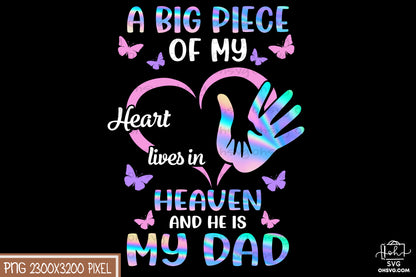 A Big Piece Of My Heart Lives In Heaven PNG, Angel Wings PNG, Memorial PNG, Heaven PNG