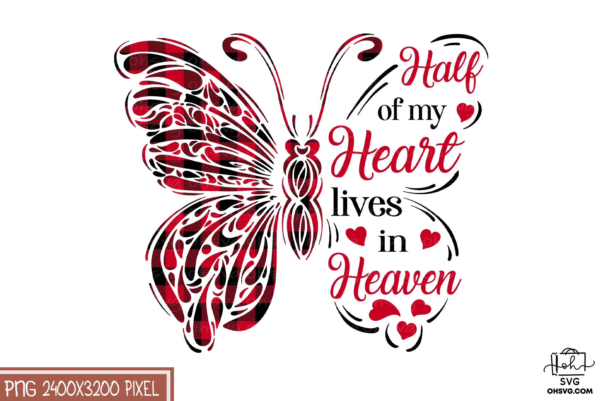 Half Of My Heart Lives In Heaven PNG, Angel Wings PNG, Memorial PNG, Heaven PNG
