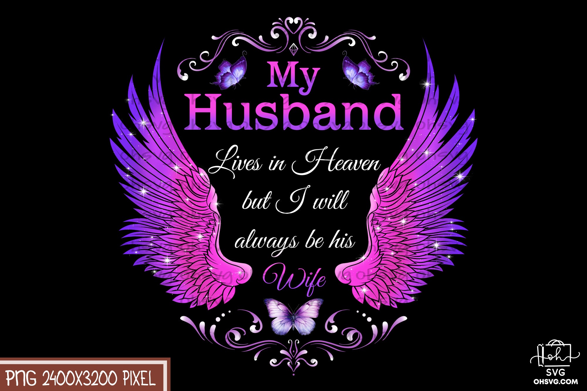 Husband Lives In Heaven PNG, Angel Wings PNG, Memorial PNG, Heaven PNG