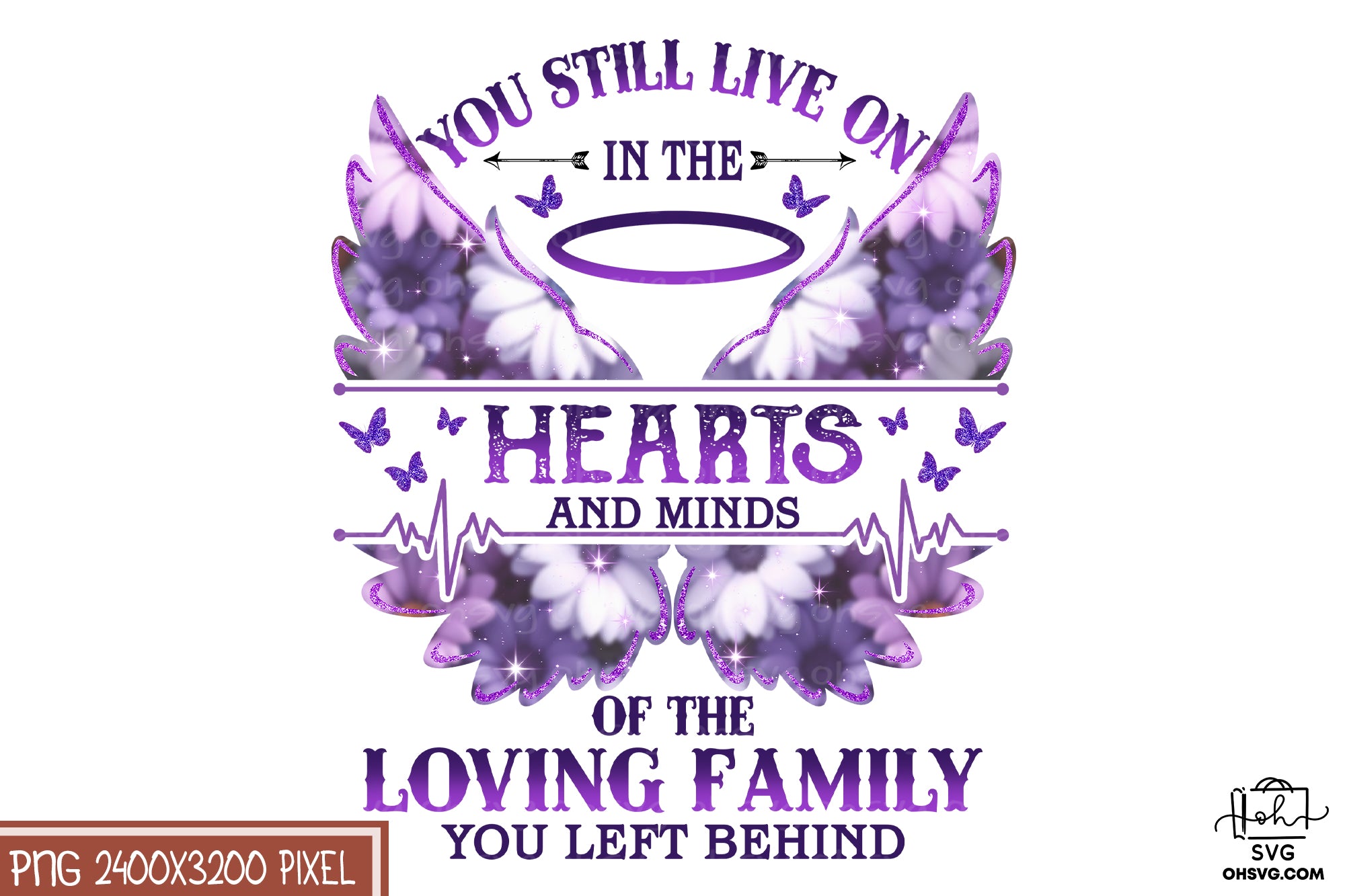 You Still Live On In The Hearts PNG, Angel Wings PNG, Memorial PNG, Heaven PNG