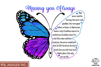 Missing You Always PNG, Angel Wings PNG, Memorial PNG, Heaven PNG