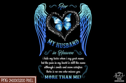 For My Husband In Heaven PNG, Angel Wings PNG, Memorial PNG, Heaven PNG