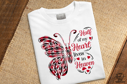 Half Of My Heart Lives In Heaven PNG, Angel Wings PNG, Memorial PNG, Heaven PNG