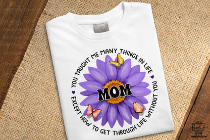 Mom, You Taught Me Many Things In Life PNG, Angel Wings PNG, Memorial PNG, Heaven PNG