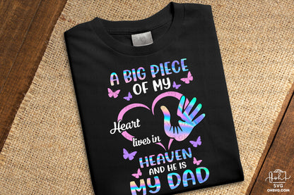 A Big Piece Of My Heart Lives In Heaven PNG, Angel Wings PNG, Memorial PNG, Heaven PNG