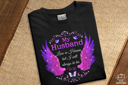 Husband Lives In Heaven PNG, Angel Wings PNG, Memorial PNG, Heaven PNG