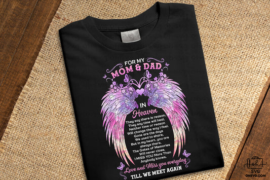 For My Mom & Dad In Heaven PNG, Angel Wings PNG, Memorial PNG, Heaven PNG
