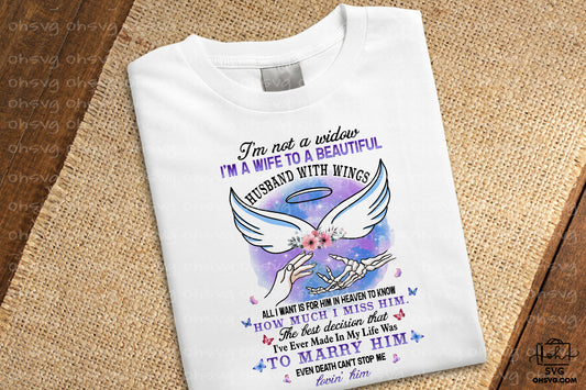 I'm A Wife To A Beautiful Husband With Wings PNG, Angel Wings PNG, Memorial PNG, Heaven PNG
